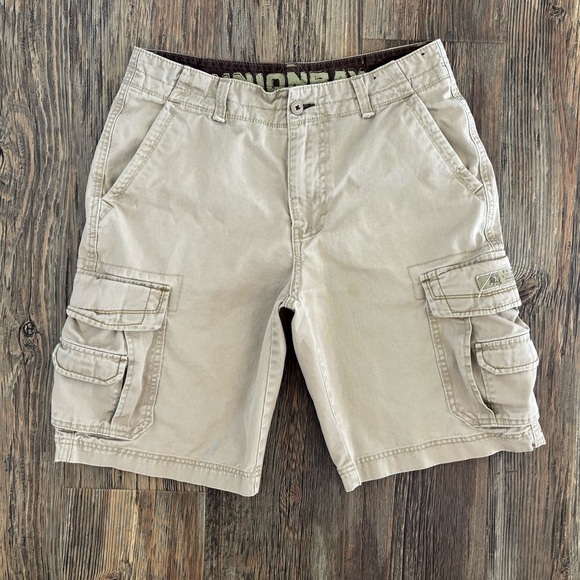 Unionbay Cargo Shorts Mens 32 100% Cotton Khaki Y2K Outdoor Hiking School Skate - Picture 2 of 11